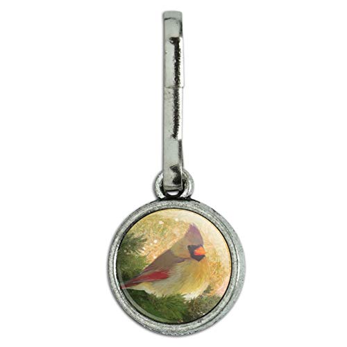 GRAPHICS & MORE Christmas Holiday Cardinal Bird Antiqued Charm Clothes Purse Suitcase Backpack Zipper Pull Aid