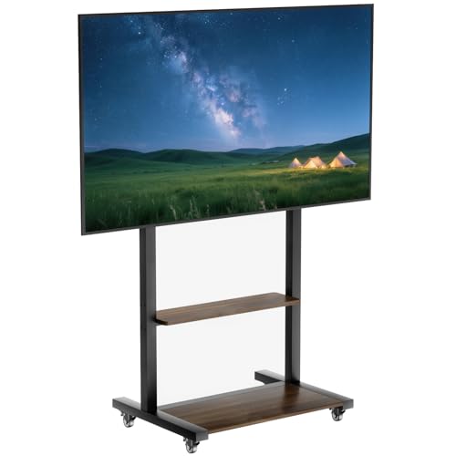 medla Mobile TV Stand for 40-100 Inch TV, Heavy Duty Rolling TV Cart with Lockable Wheels, Height Adjustable, 2 Shelves, VESA 600x400mm Floor TV Mount