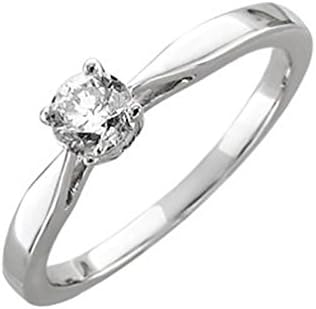 14k White Gold Solitaire Prong Set Diamond Engagement Ring Band (1/3 Carat)
