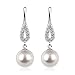 D.Perlla Sterling Silver Pearl Earrings with Crystal Dangle Women Earrings Bridal Ear Studs Betrothal Gifts.