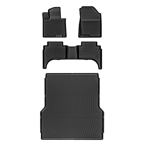 KUST All-Weather Floor & Cargo Mats For Toyota RAV4 2019-2025 – 4PC TPE Rubber Set With Raised Edges, Custom Fit