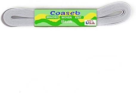 Coaseb Premium 1 1/2" Wide (1.5" Width ) White Heavy Stretch High Knitted Elastic 5 Yards, Made In USA