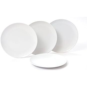 O-Ware White Stoneware 10 Inch Dinner Plate, Set of 4