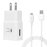 Samsung Fast Charger, for Samsung Galaxy S7 S7 Edge S6 S6 Edge Note5/4 LG G2 G3 G4, Galaxy Cable, Quick Charge 2.0 Adapter Micro USB, Wall Charger[White] + Cable[White]