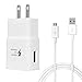 Samsung Fast Charger, for Samsung Galaxy S7 S7 Edge S6 S6 Edge Note5/4 LG G2 G3 G4, Galaxy Cable, Quick Charge 2.0 Adapter Micro USB, Wall Charger[White] + Cable[White]