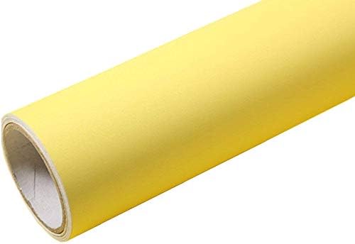 Temall Solid Color Frosted Contact Paper Self Adhesive Wallpaper Waterproof Shelf Drawer Liner Cabinet Sticker 15.6 inch by 9.8 Feet (Light Yellow)
