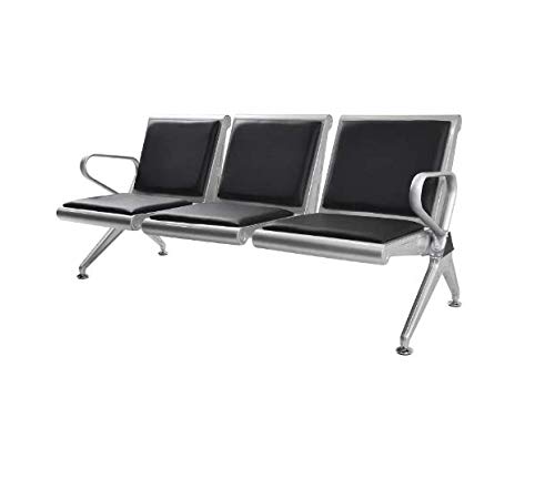 Ae Heavy Duty 3 Seater Visitor Chair With Black Pvc Leather