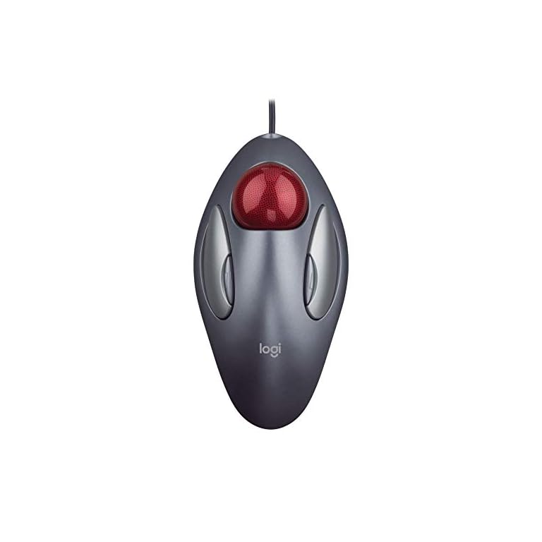 Logitech Trackman Marble Trackball – Wired USB Ergonomic Mouse for Computers, with 4 Programmable Buttons, Dark Gray