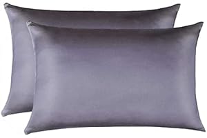 Jocoku 100% Mulberry Silk Pillowcases Set of 2 for Hair and Skin and Super Soft and Breathable Standard Size Nature Silk Pillowcases (Standard, Gray)