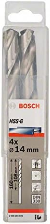Bosch 4x PRO Metal HSS-G Twist Drill Bit Standard Length (for Non-ferrous metals, Steel, diameter 14,00 mm