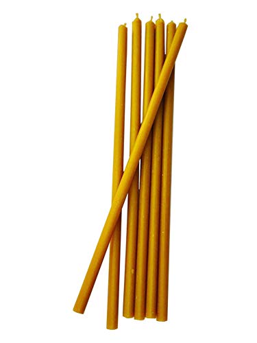 Votprof 100 Natural 100% Pure Beeswax Taper Candles (12 in) Natural Honey Scent, Dripless, Smokeless, Nontoxic