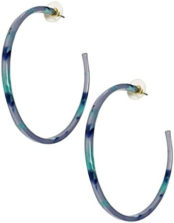 Statement hoop lucite perspex plastic tortoise marble earrings (BLACK) (BLUE MARBLE)