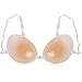 360 Beauty Silicone Invisible Bra Self Adhesive Reusable Push-up Bras (Double Thickness-Cup D, Beige-Clear Straps)