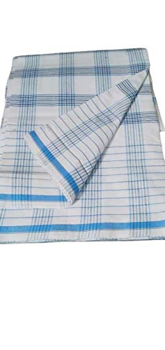 For Men's Cotton White Lungi Checked Free Size