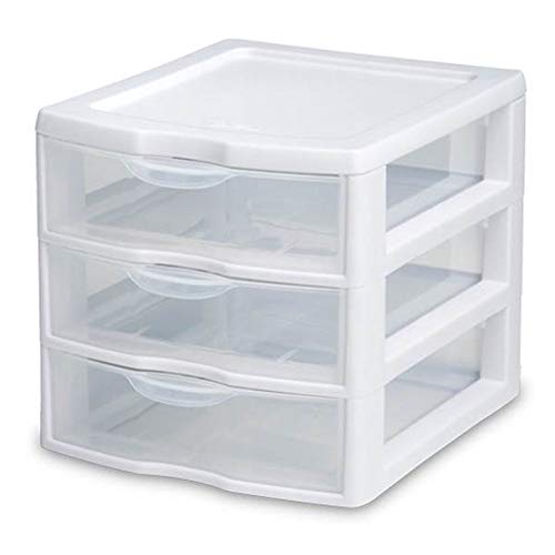 Mini Draw Unit Tribello 3 Drawer Plastic Storage, Mini Drawer Unit, White Frame With ...
