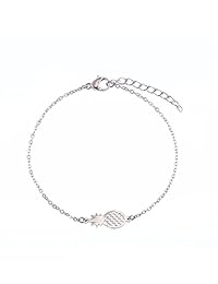 SKQIR - Juego de joyas de piña de acero inoxidable para mujer (juego de joyerías+pulseras+collares)