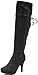 Dream Pairs Women's PHANCY Fashion Slouchy Rear Cross Lace Up Winter Faux Fur High Heel Knee High Lady Boots