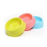 BOCHO Plastic Dog Bowls，Food Dishes & Water Bowl for Dogs, Cats or Other Small Animals - 3 Color Set