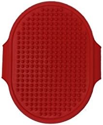 Essentials Dog Cat Pet Silicone Elastic Brush Hair Remover Comb Full Adjustable Handler (Red)