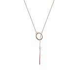 F-U 18K Rose Gold Y-Necklaces Long Chain Fashion Necklace for Women