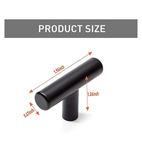 Home TZH Black Kitchen Handles [30Pack], 2" T Bar
