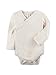 Colored Organics Baby Organic Cotton Kimono Bodysuit - Long Sleeve Infant Side Snap One Piece - 6-12 Months Natural
