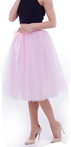 Women's Summer Fairy Knee Length Tulle Skirt Pleated Wedding Bridesmaid Sister Tutu Costume