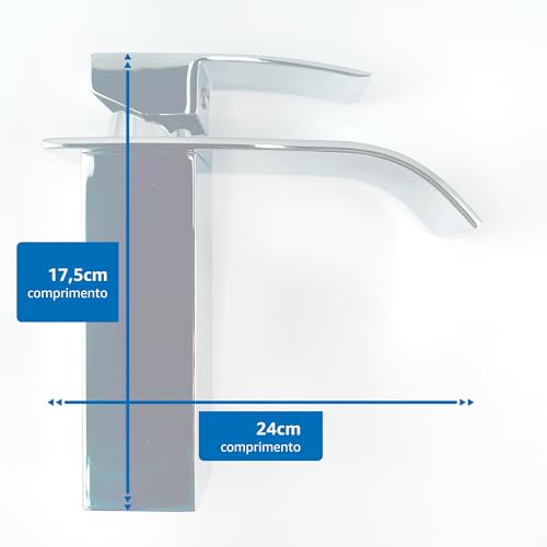 Torneira Cascata Monocomando Cromada para Banheiro Quente e Frio TKLA