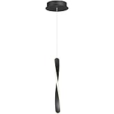 ET2 E24151-BK Pirouette Energy Star Twisted Silicone Spiral Mini LED Pendant Ceiling Lighting, 1-Light 16 Watt, 18" H x 8" W,
