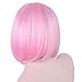 Annivia Light Pink Short Bob Wig with Bangs for Women 12'' Heat Resistant Synthetic Straight Wigs with Bangs Halloween Cosplay Party Wig Natural As Real Hair (Light Pink)