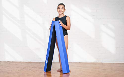 Springee 6ft Balance Beam - Extra Firm - Vinyl Folding Gymnastics Beam for Home - Blue