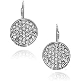 Vince Camuto Silver-Tone Pave Circle Lever Back Earrings