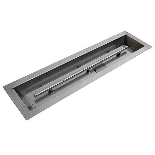stanbroil stainless steel linear trough drop-in fire pit pan and burner 30 by 6-inch