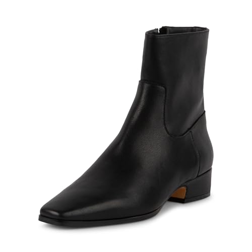 Steve Madden Women’s Dusty Ankle Boot, Black Leather, 5.5