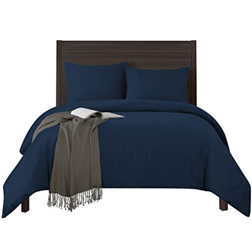 Duvet Cover King Soft Microfiber Duvet Cover Set with Invisible Zipper Closure,3 Piece(1 Duvet Cover+2 Pillowcases)-Navy Blue,King