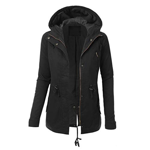 TOOPOOT Women’s Coat  Ladies Sweatshirt Zip Up Plain Jacket Hooded Jumper Hoody Coat Top Black