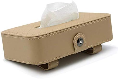 High-Grade Exquisite Car Sun Visor Leather Tissue Holder for Handrail Soul, velocidad, Beige