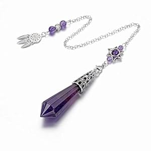 CrystalTears Natural Amethyst Crystal Dowsing Pendulum 12 Facet Reiki Healing Crystal Gemstone Pendulums for Divination Wicca Meditation Crystal Therapy