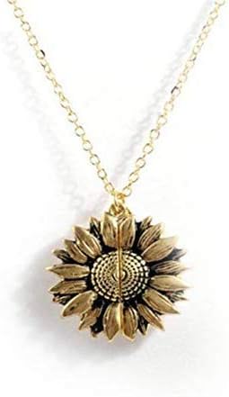 Reuvv Sunflower Women Pendant Necklace, You Are My Sunshine Sunflower Necklace Chain Pendant Jewelry Decoration Birthday Christmas Wedding