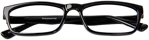 Glassesshop Classic Vintage Inspired Rectangular Clear Lens Prescription Eyeglasses Frame-Black