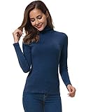 VOBCTY Womens Long Sleeve Turtleneck Lightweight Slim Active Shirt