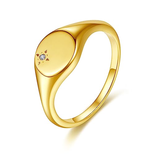 Gold Plated Rings for Women Vintage Thick Stainless Steel Thumb
