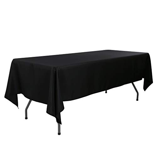 Waysle 60 x 102-Inch Rectangular Tablecloth, 100% Polyester Washable Table Cloth for 6Ft. Rectangle Table, Black