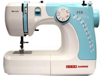 Usha Janome Marvela 60-Watt Sewing Machine (White/Blue Decals)