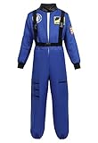 Halloween Astronaut Costume for Kids Role Play Child NASA Flight Jumpsuit Costumes Blue XL