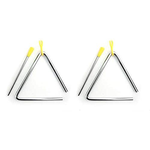 luakesa Musical Steel Triangle Instrument Set with Striker Dinner Bells For kids 2 Pack (4 inch)