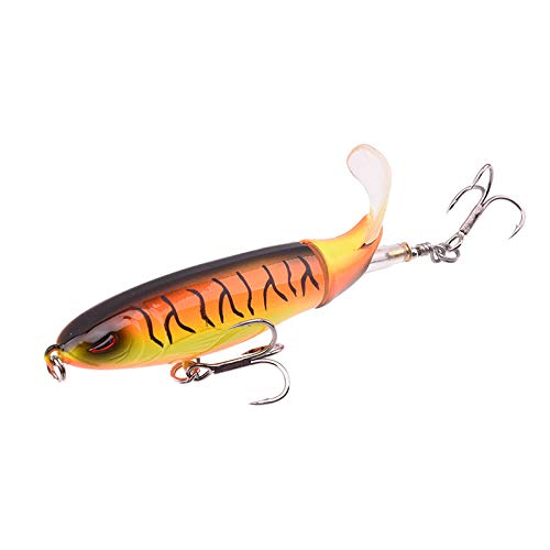 Dcolor 8 Pièces Séries10cm 13g Popper Flottant Leurre De Pêche Artificiel Appat Dur Queue Tournante De Wobbler Attirail…