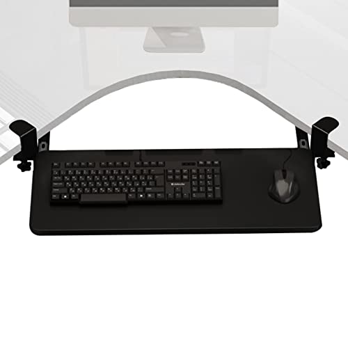 Under Desk Keyboard Tray for Corner L Shaped Desk, Clamp On Keyboard