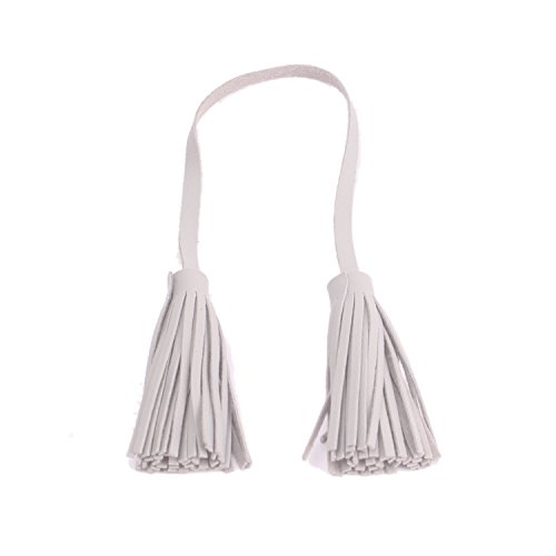 ZOONAI Women Leather Tassel Bag Tag Handbag Wallet Purse Decorations (Gray) - Thumbnail 4