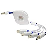 Multi Charger Znines Retractable 4 in 1 Multiple USB Charging Cable Cord Adapter with USB Type C/Micro USB Connector Ports Compatible with iPhone, iPad, Galaxy S8, Android More-3ft )